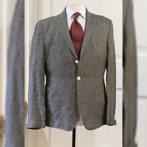 Billy Reid Linen Check Melange Slim 3/2 Blazer 40